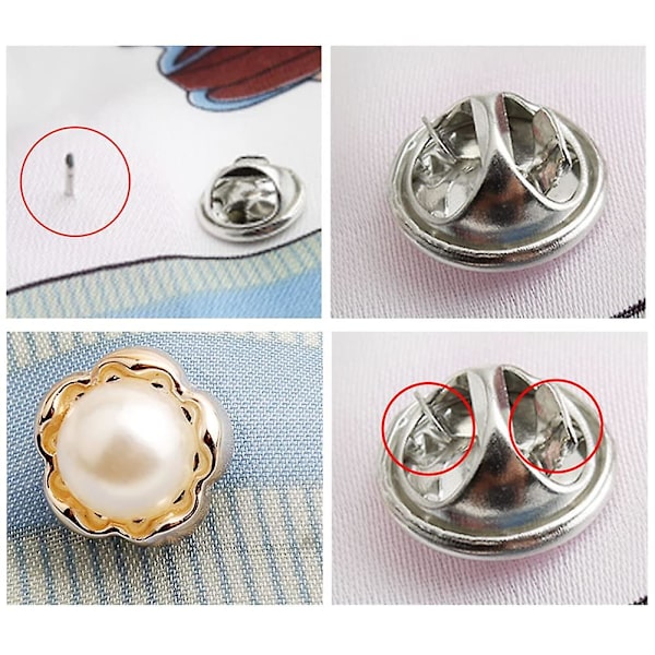 20 stk. Dame Skjorte Brosche Knapper Perle Ingen Sy Knapper Pins Sikkerhed Rhinestones Mini Brosche Pins