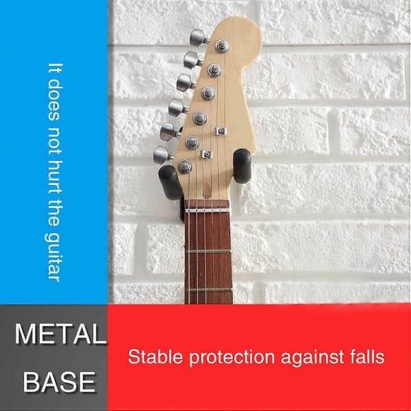 Gitarr Vägghängare Krok Hållare Ställ Gitarrhängare Krokar för Akustiska El- och Basgitarrer 3-pack - Svart