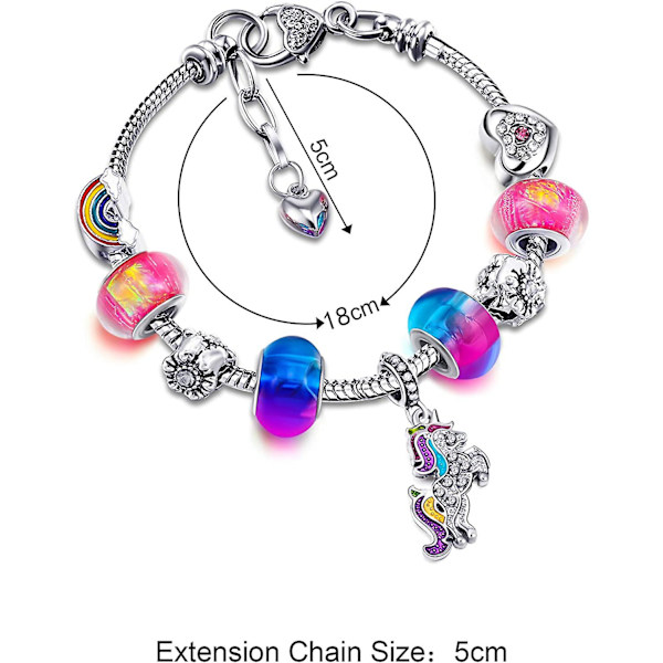 Enhjørning glitrende krystall sjarm armbånd bangle for jente dame