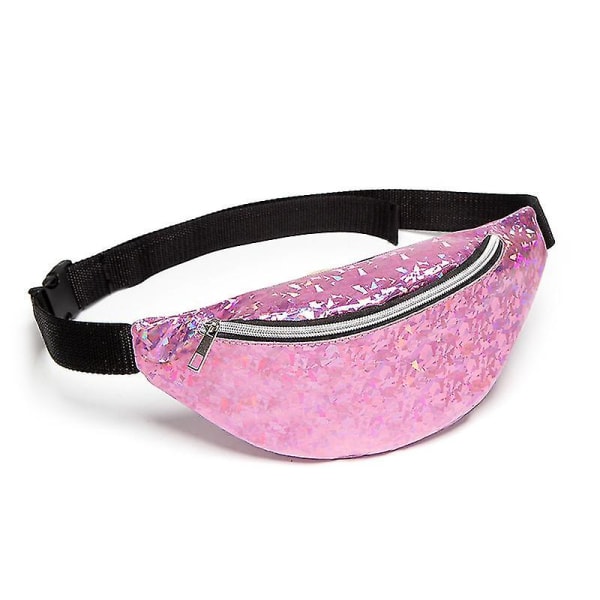 Fanny Pack för barn, glittrande midjeväska, glänsande väskor med justerbart bälte för barn, sport, löpning, camping, resa