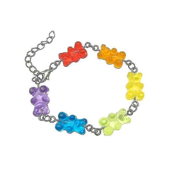Tecknad Rainbow Candy Bear Ins Färgad gummigodis Kvinna Björn Bounce Di Hip Hop Jelly Färg Armband Tjej Armband Gåva