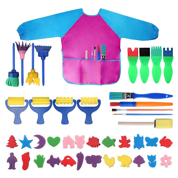 Målartillbehör för barn Målarpenslar Svampset 47 st Målarpenslar Ritverktyg Set 42PCS