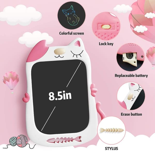 Lcd-skrivetablet til børn - Gave - Lærings-skrivebræt - Lcd-skriveblok Pink