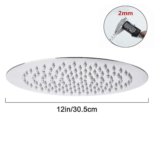 Regnbruser Indbygget Brusehoved Rustfrit Stål Brusehoved 12 Inch