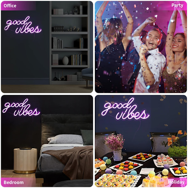 Neon LED-lysskilt med akrylbase USB-drevet dekorativt neonskilt for soverom bar klubb festivalfest (rosa)