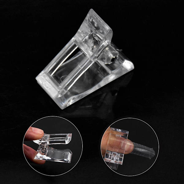 Nagelklämmor Kit, 10 st Gel Nagelklämma Polygel Nagelklämma, Polygel Nagelklämmor, Transparenta Nagelklämmor för Snabb Polygelkonstruktion, Nagel Extensions Pinzett