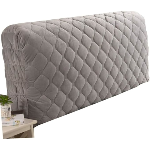 Tjock vadderat sänggavelskydd Supermjukt och bekvämt kort plysch sänggavelskydd för Queen size-säng Tvättbart Anti-smutsigt sänggavelskydd Grå
