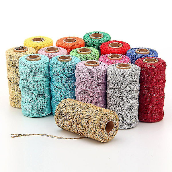 2mm 100m Bomuldsgarn Twine 8 Ply Solid Farve Ferie Dekorativ Tråd Til Diy Håndværk Gave Bage Indpakning Pink 1 Pack
