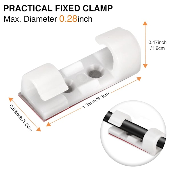 30 stk selvklebende kabelklemmer, ledningsklemmer med sterk selvklebende, holdbar montering - runde klebrige ledningshåndteringsklemmer, organisatorholder for PC TV C