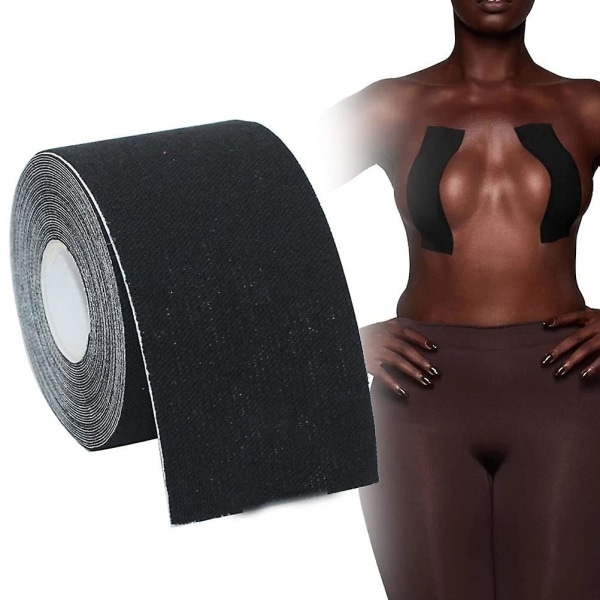 Boob Tape, Nipple Tape, Vattentät Bröstlyfttejp, Elastisk Bekväm Brösttejp, Strapless Självhäftande Tejp Black 2.5cm*5m