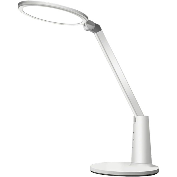LED-bordlampe med justerbar lysstyrke og variabel lysstyrke, egnet for soverom, studie, lesing, kontor, hvit