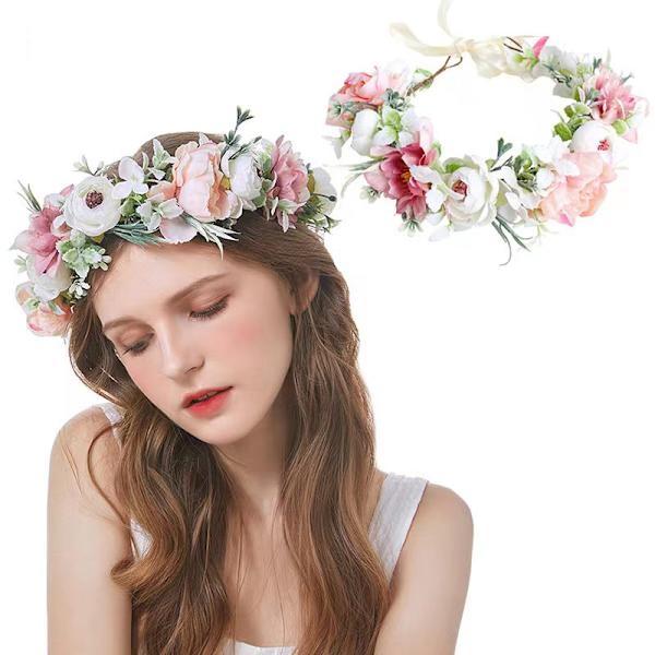 Handgjorda tygskalgirlanger vårkransar simuleringar blommor, växter hårhuvudprydnad girlanger