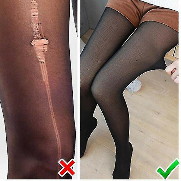Ben Faux Translucent Varm Fleece Strumpbyxor Slim Stretchy För Vinter Utomhus Kvinnor, Svart 200G