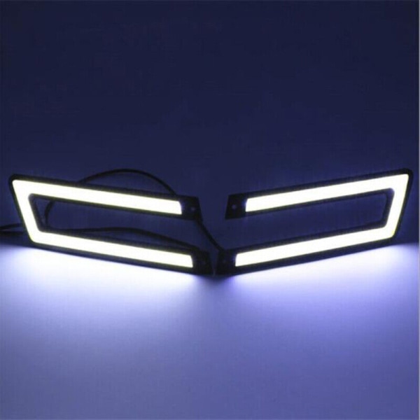 1 par vita COB DRL LED-varselljus för universell bilskörning dimljus