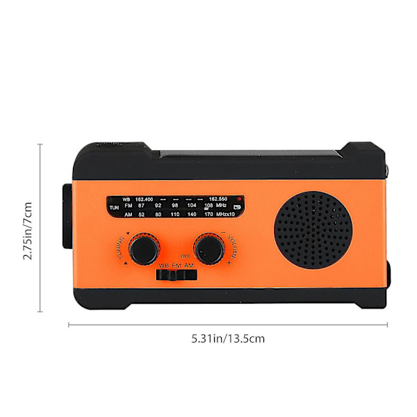 Hätätilanteiden aurinkokäyttöinen AM/FM/NOAA-sääradio, herätyskello ja taskulamppu