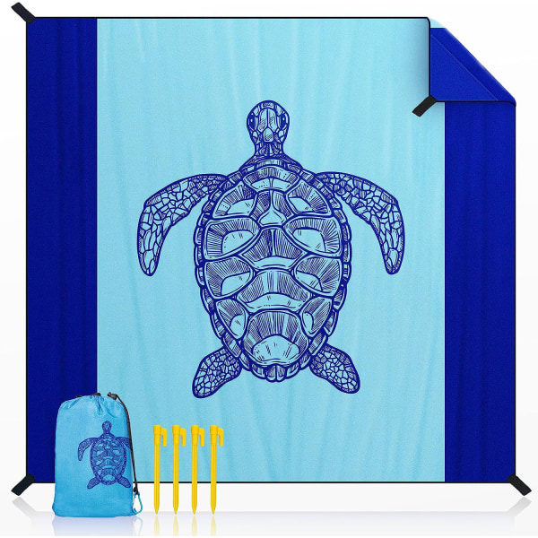 Waterproof Picnic Blanket 210 x 200cm, Anti Sand Beach Mat for Beach Camping Picn with 4 Stakes, Portable Sand Resistant for Camping, Hiking