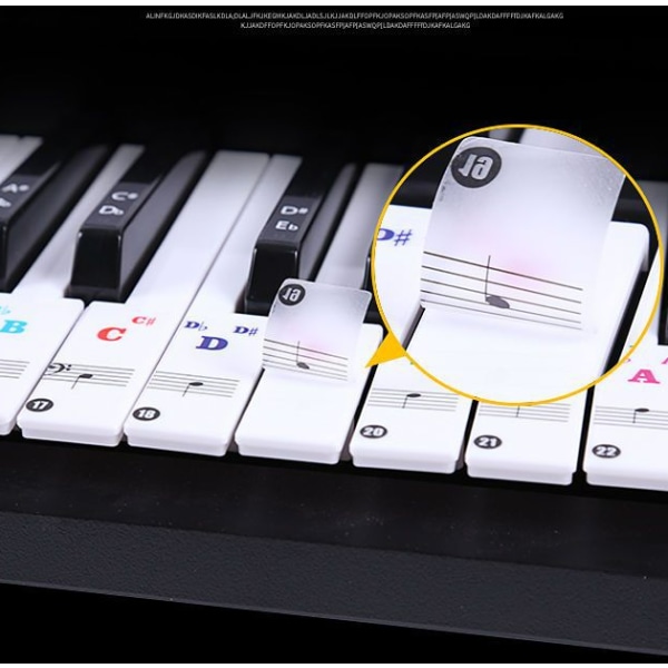 3 stycken färgade pianoklistermärken Elektroniskt piano Handrulle Piano Fonetiskt klistermärke Personalnotation Självlärda klaviaturklistermärken