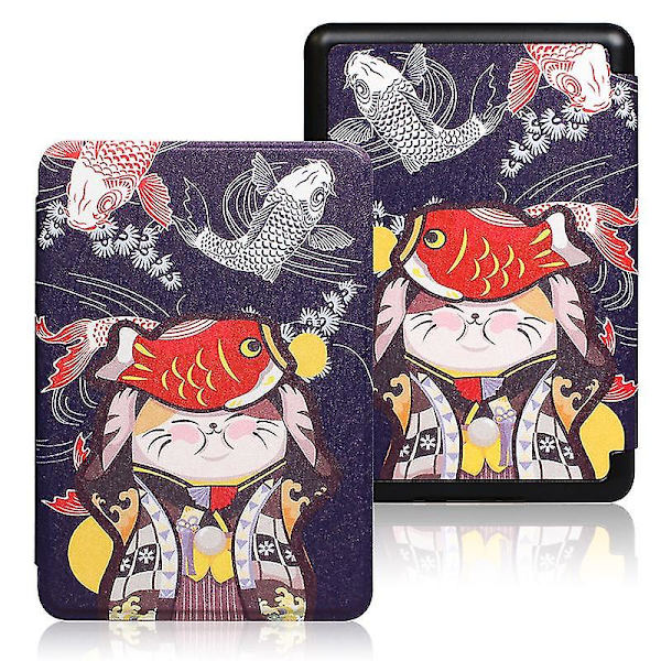Kindle Paperwhite 11. generation 6,8 tommer malet beskyttelsesetui til 2021 Kpw5 - Lucky Cat