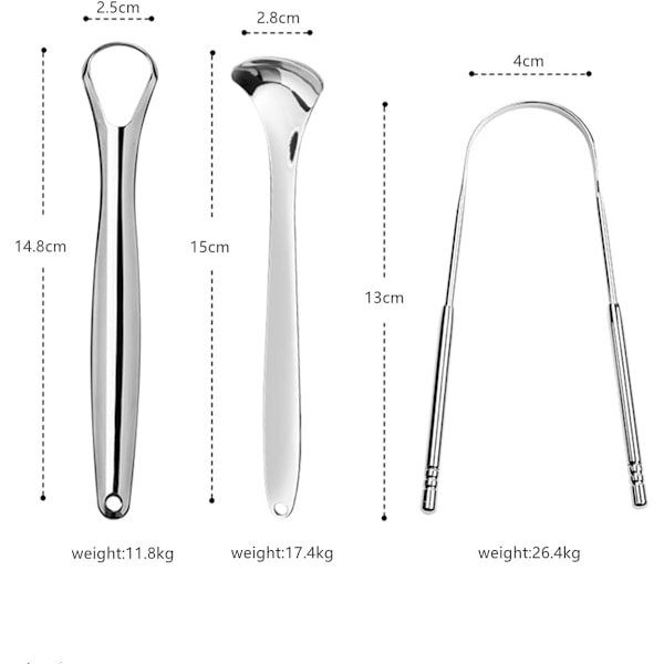 3 st tungskrapa, rostfritt stål tungskrapa tungskrapa tungskrapor stål tungskrapa för fräsch andedräkt munhälsa tungrengöring