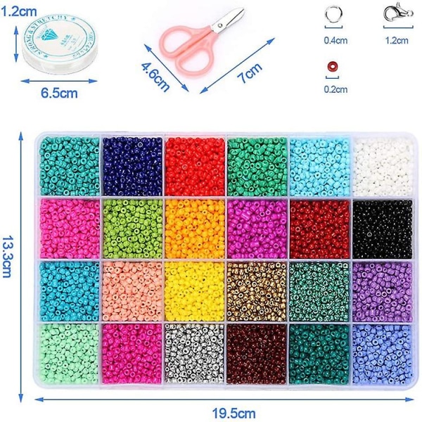 24 rutenett glassperler løse perler bakeperler perler fargerike hirseperler sett 3mm 14400pcs