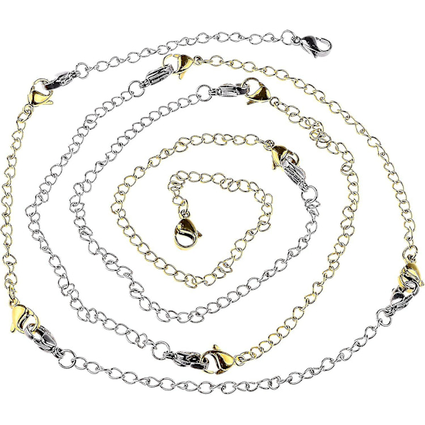 8 st rostfritt stål halsband förlängare armband förlängare förlängningskedjeset 4 olika längder: 6 tum 4 tum 3 tum 2 tum