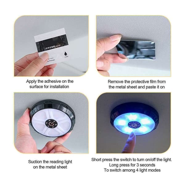 LED-bilinnvendig lys kjøretøy kuppel tak takleselampe USB