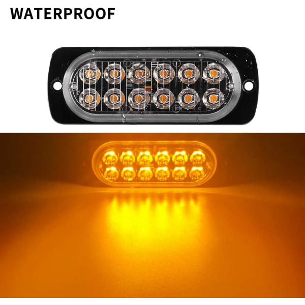 4 st Ultra Tunna 12LED Nödljus Stroboskopljus Bärnstensfärgad Varningsblinkande Universal Ljus För Bil Fordon Lastbil 12-24V