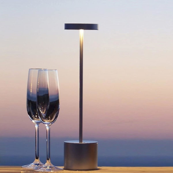 Led trådløs bordlampe liten oppladbar metall skrivebordslampe 3 dimmenivåer moderne hotellrestaurant soverom Rose Gold