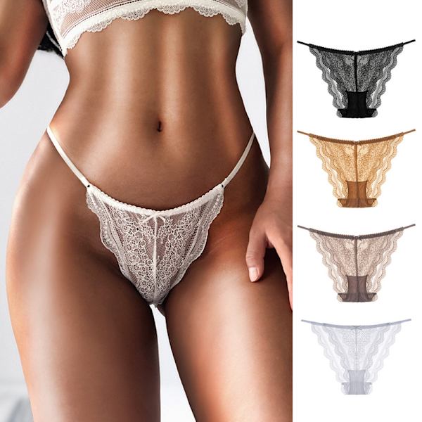 Pakke med kvinners blonder truser sexy lav midje truser kvinners blonder blomstret truser kvinners mote undertøy justerbar midjebånd truser