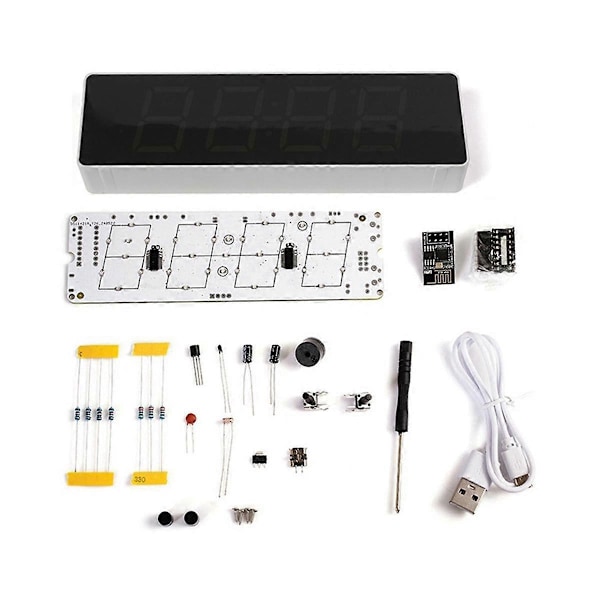 DIY Elektronisk Sett Digital RGB Fargerik LED Vekkerklokke Suite 4-Sifret Dato Temperatur Klokke Loddeprosjekt Øvelse, A