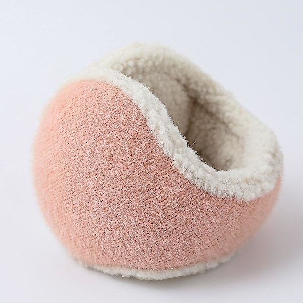 Unisex Varma Stickade Öronmuffar Dam Vinter Enfärgad Utomhus Päls Öronvärmare, Vikbar Pink