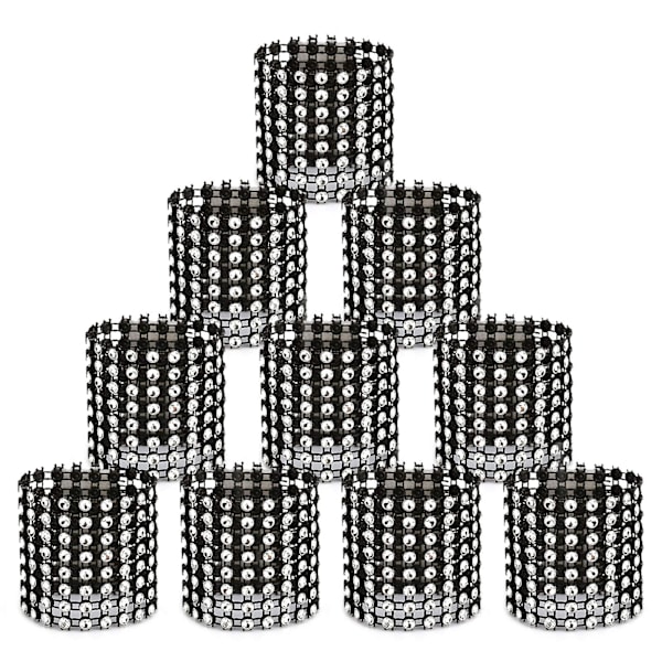 50 st Servettringar Rhinestone Servettringar Dekoration För Bröllopsfest Black