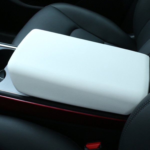 Bil Auto Center Console Cover Armlæn Pudemåtte til Tesla Model 3 Y 19-22，Hvid