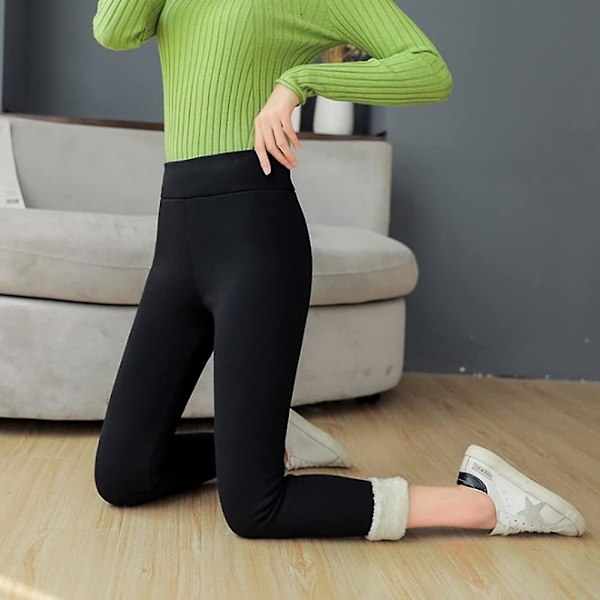 Fleeceforet leggings til kvinder med print, varme vintertights, tykke fløjlsuld, kasmirbukser, høje L