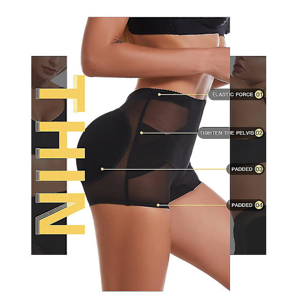 Dame rumpeforbedrende truser Body Shaper bukser hofteforbedrende truse rumpeforbedrende undertøy Black L
