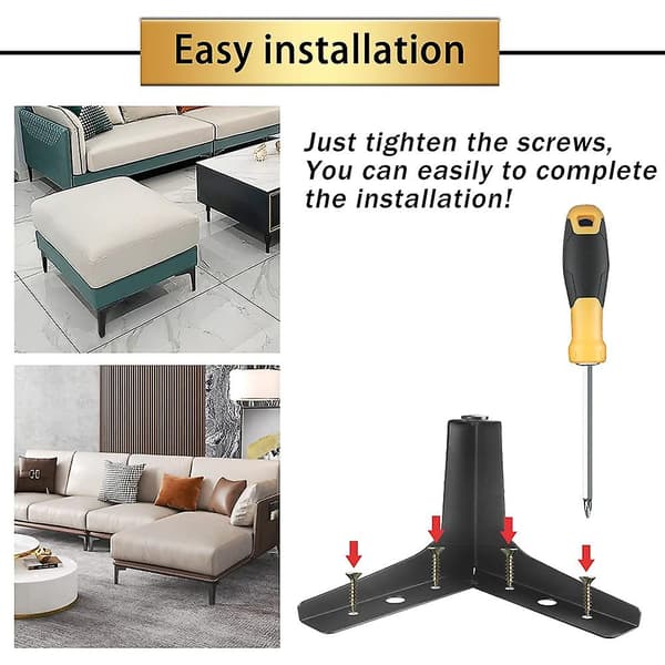 4 stk. møbelben i metall, matt sorte sofabein til sofa, kommode, stol, seng, bord, skap, skap, DIY-erstatning 10CM