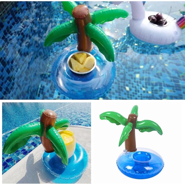 6-delad uppblåsbar mugghållare, spa-dryckeshållare, uppblåsbar pool, poolleksaker, lämplig för fester, semestrar och simning coconut tree