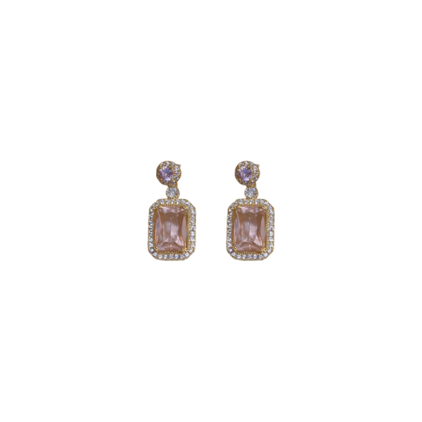 Riktigt guldpläterade fyrkantiga zirkonörhängen med diamanter, exklusiva örhängen, eleganta och fashionabla örhängen