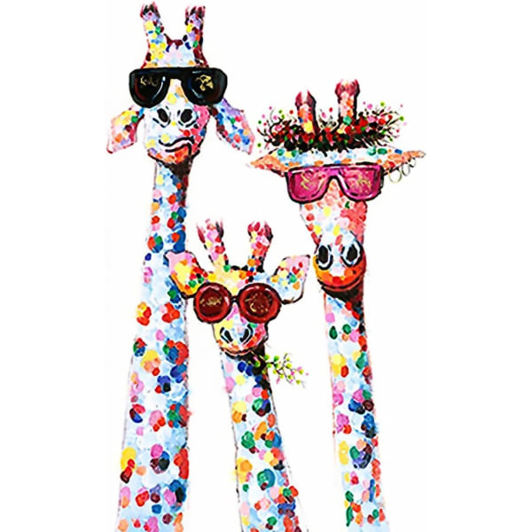 Diamantmaleri Smilende giraf, DIY 5D Animal Diamond Art Malesæt til voksne Børn begyndere, 12x16 tommer, perfekt dekoration til hjemmet og kontoret