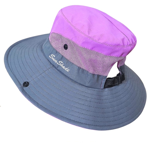 Mesh bredbremmet strand to-farget fiskehatt Purple