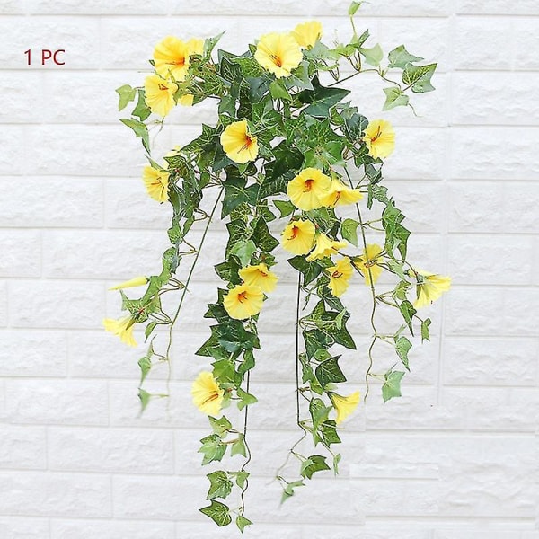 2 st hängande korg med konstgjorda vinrankor silkespetunia blommor Yellow