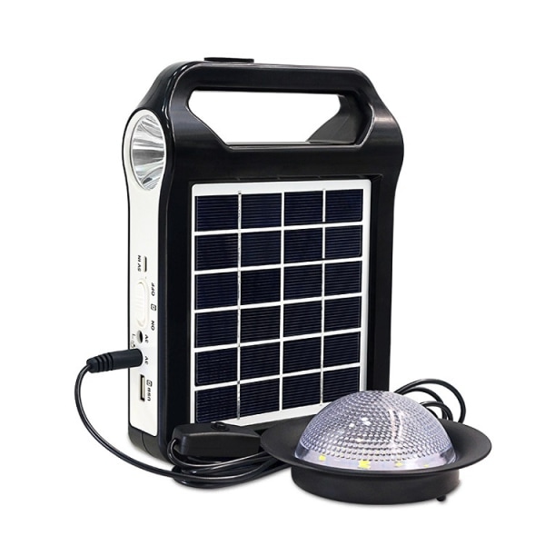 Bärbar solcellsgenerator för utomhusbruk med uppladdningsbart energisystem och ficklampa för nödbelysning vid camping