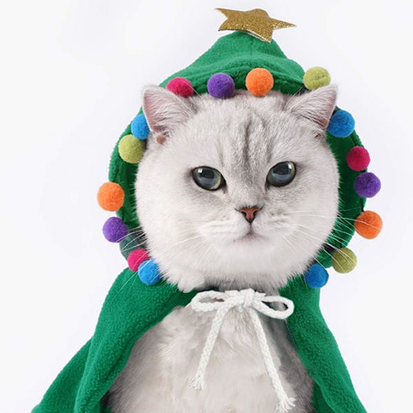 Hund husdjur katt liten cape camouflage julgran cape katt och hund semesterkläder jul kläder grön L
