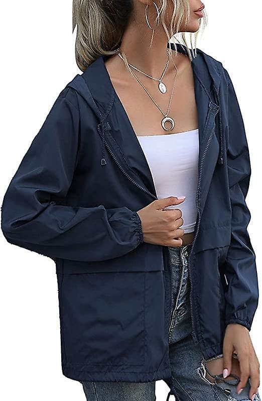 Dame Vanntett Regnsett Lett Regnjakke Hette Vindjakke 2XL