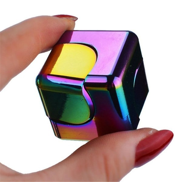 Spinner Cube Fingertøj Stress Angstlindring Fingertop Gyro Fidget Legetøj Børn Voksne Gave -ES Farverig