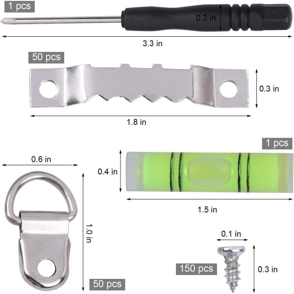 252 stk. trævægskroge kombination metal billedrammesøm, rammeophængningssæt, billedrammeophængningsværktøj, kraftigt ophængningstilbehør