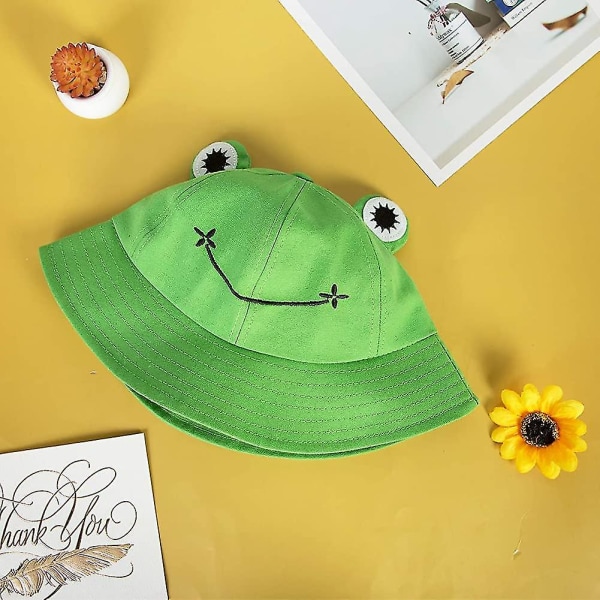 Fiskehattar Dam Fiskehatt Groda Solhatt Unisex Bucket Hat Fällbar Utomhus Sommarhatt För Camping Vandring Green