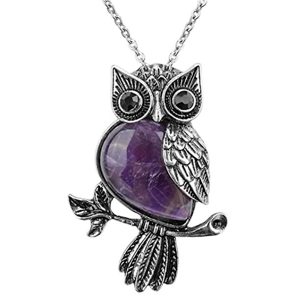 Uggla Halsband Healing Kristall Sten Hänge Reiki Spirituell Energi Ädelsten Kvarts Halsband Födelsedag För Kvinnor Män