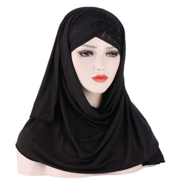 Damhijab Muslimsk Hijab Full Coverage Lång Sjal - Svart