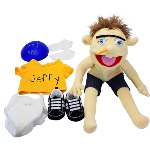 Werakou Jeffy Puppet, 60cm/23.6" ventriloquist puppet for girls, Jeffys sister puppet, soft plush hand puppet, silly little puppet with working mouth